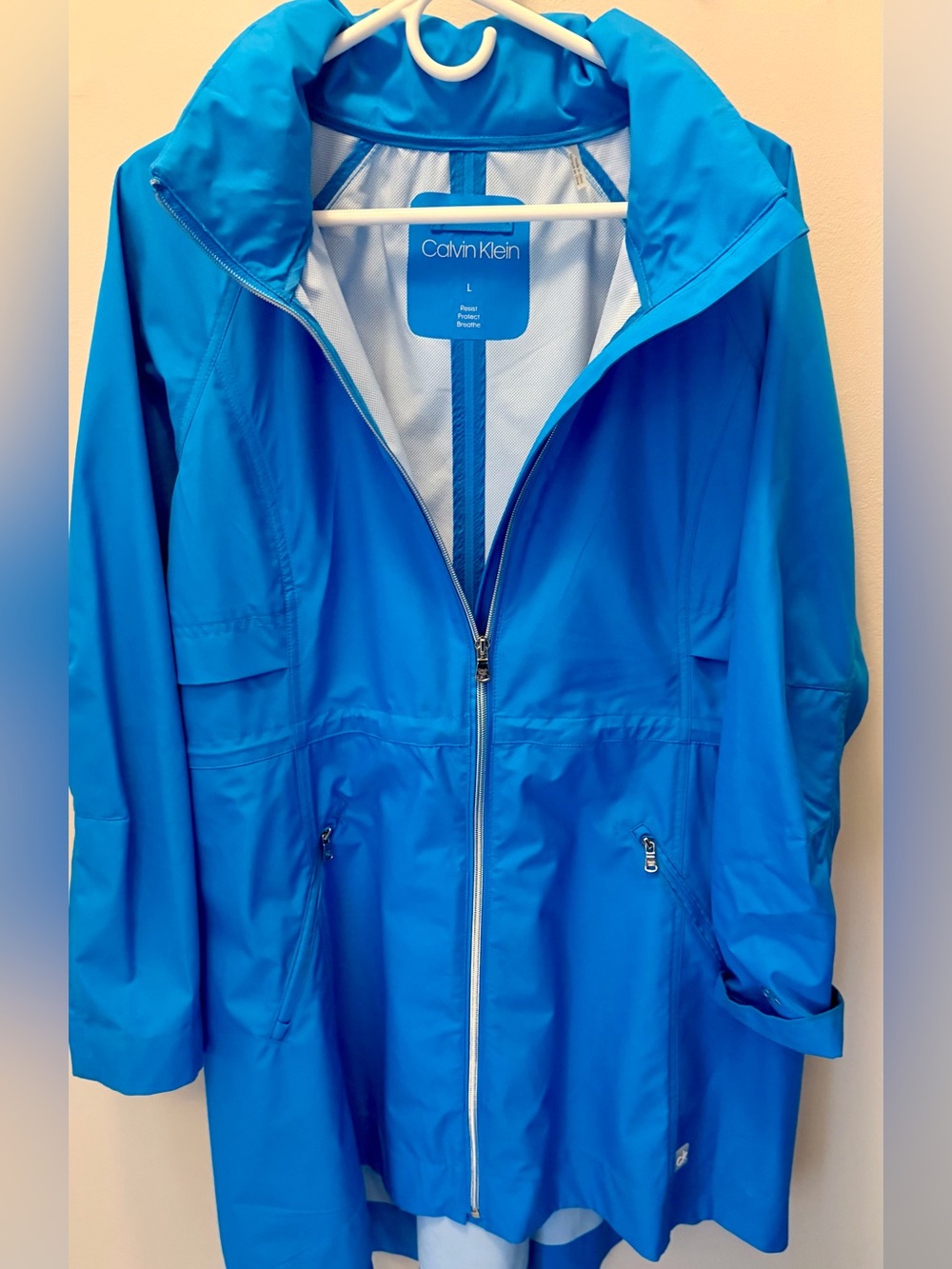 Calvin Klein Bright Blue Hooded Trench Coat